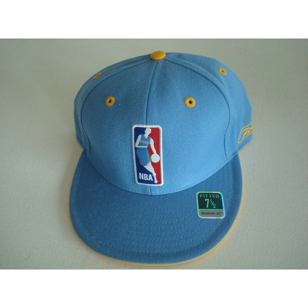 DENVER NUGGETS NBA LOGO REEBOK   FITTED SZ 7 1/2  ‎ GOLF HAT CAP VINTAGE EE2